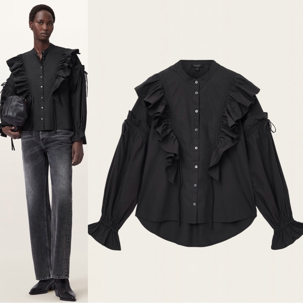 LULU RUFFLED COTTON SHIRT